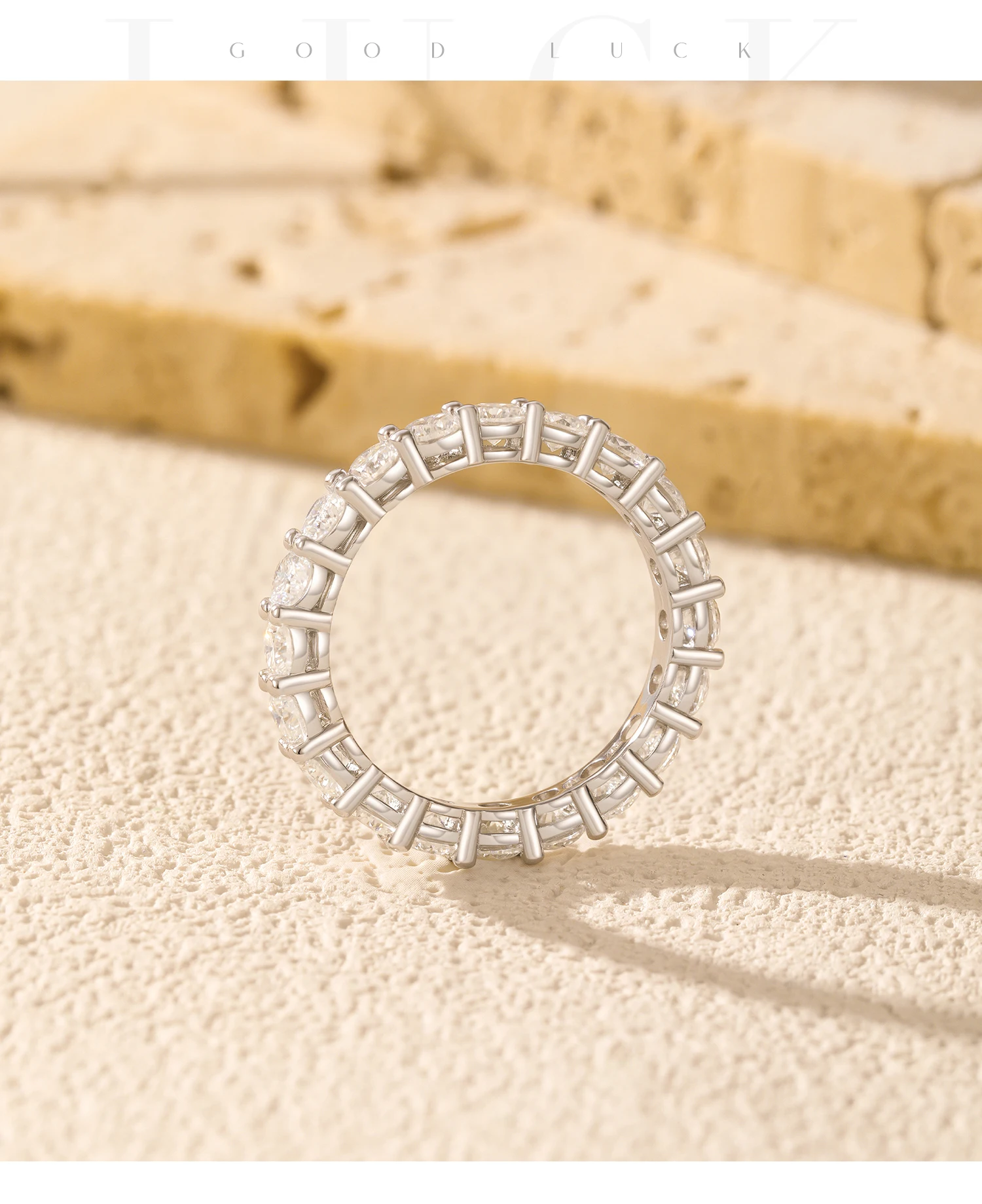 Anillos MODIAN deslumbrantes de Color D de moissanita para eternidad, anillo de moda apilable de lujo de Plata de Ley 925 para mujer, joyería fina