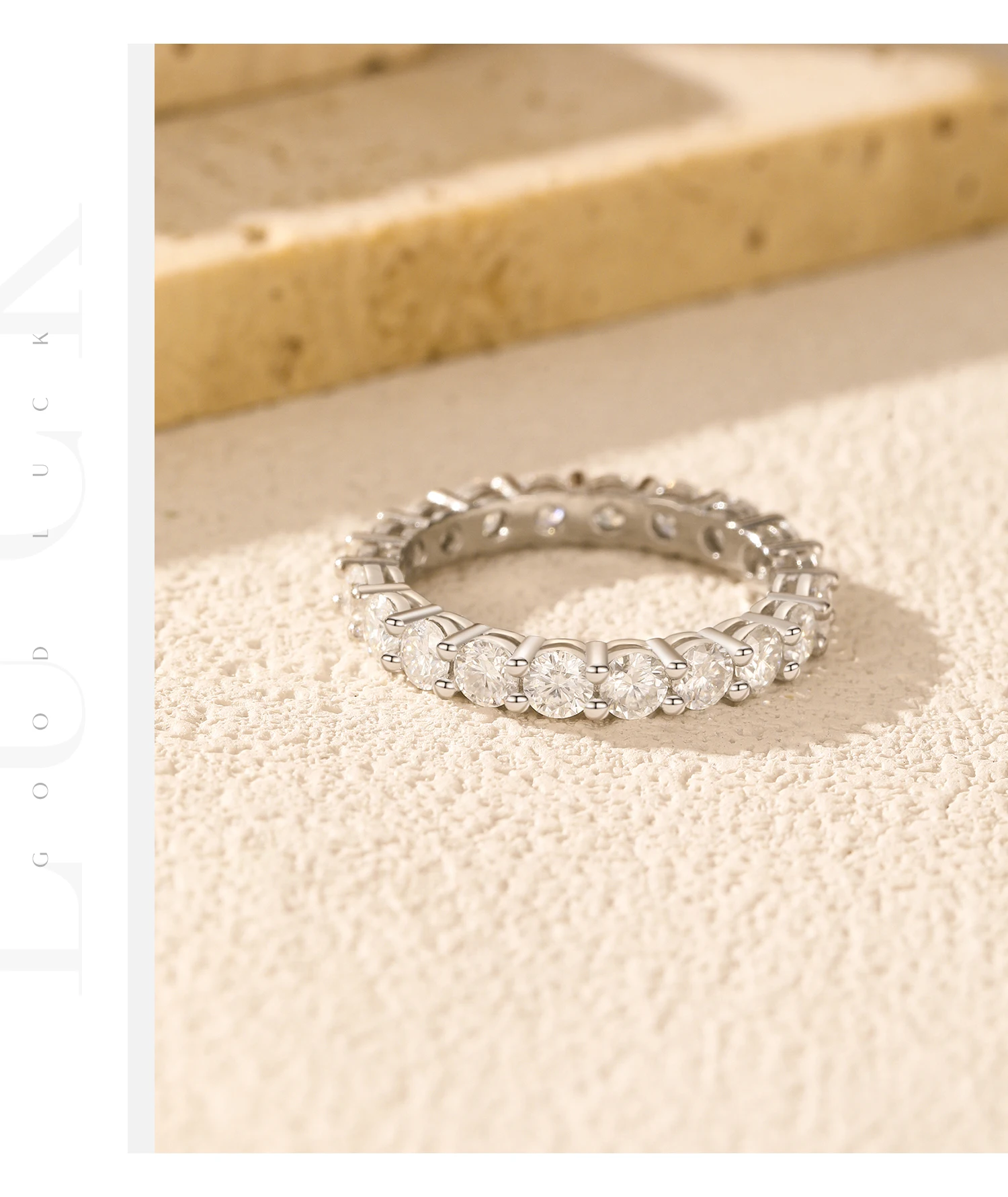 Anillos MODIAN deslumbrantes de Color D de moissanita para eternidad, anillo de moda apilable de lujo de Plata de Ley 925 para mujer, joyería fina