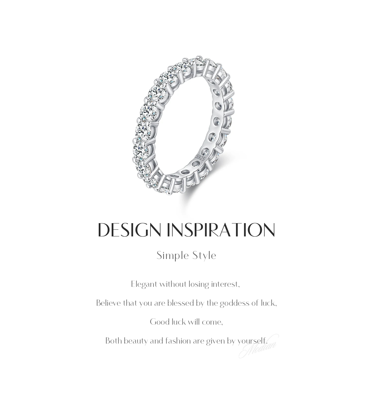 Anillos MODIAN deslumbrantes de Color D de moissanita para eternidad, anillo de moda apilable de lujo de Plata de Ley 925 para mujer, joyería fina