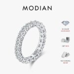 Anillos MODIAN deslumbrantes de Color D de moissanita para eternidad, anillo de moda apilable de lujo de Plata de Ley 925 para mujer, joyería fina