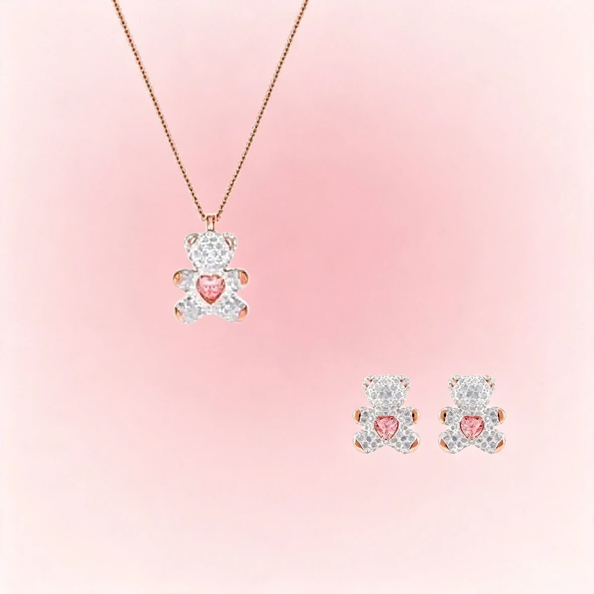 Accesorios de Oso Abrazador con Circonita Cúbica Brillante, Encantadora Colección de Joyería Delicada con Oso de Corazón y Cadena de Perlas para Citas Diarias Accesorios de Oso Abrazador con Circonita Cúbica Brillante, Encantadora Colección de Joyería Delicada con Oso de Corazón y Cadena de Perlas para Citas Diarias