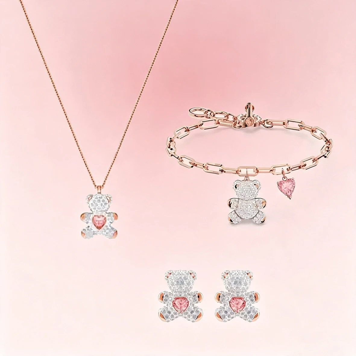 Accesorios de Oso Abrazador con Circonita Cúbica Brillante, Encantadora Colección de Joyería Delicada con Oso de Corazón y Cadena de Perlas para Citas Diarias Accesorios de Oso Abrazador con Circonita Cúbica Brillante, Encantadora Colección de Joyería Delicada con Oso de Corazón y Cadena de Perlas para Citas Diarias