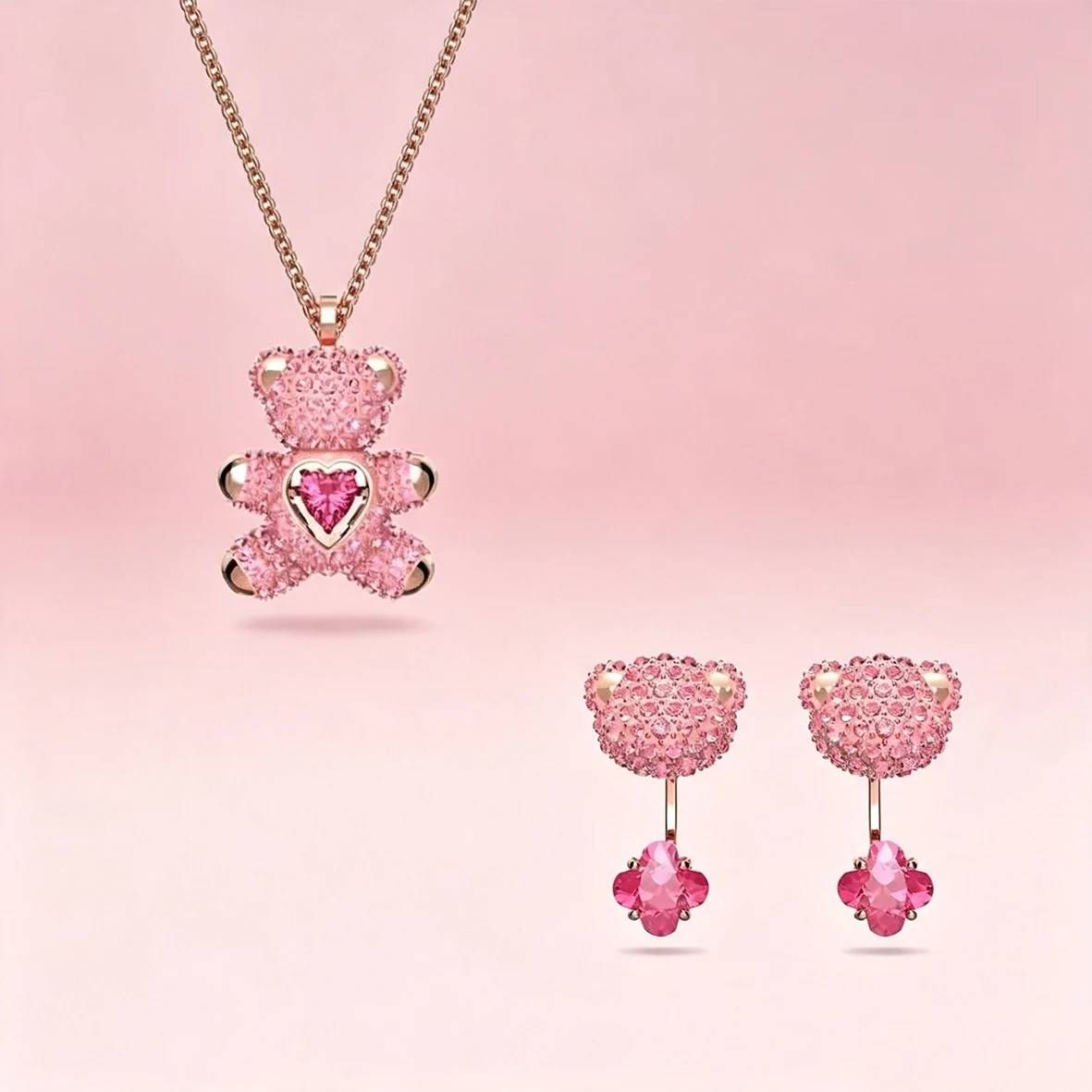 Accesorios de Oso Abrazador con Circonita Cúbica Brillante, Encantadora Colección de Joyería Delicada con Oso de Corazón y Cadena de Perlas para Citas Diarias Accesorios de Oso Abrazador con Circonita Cúbica Brillante, Encantadora Colección de Joyería Delicada con Oso de Corazón y Cadena de Perlas para Citas Diarias