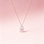 Accesorios de Oso Abrazador con Circonita Cúbica Brillante, Encantadora Colección de Joyería Delicada con Oso de Corazón y Cadena de Perlas para Citas Diarias - Imagen 2