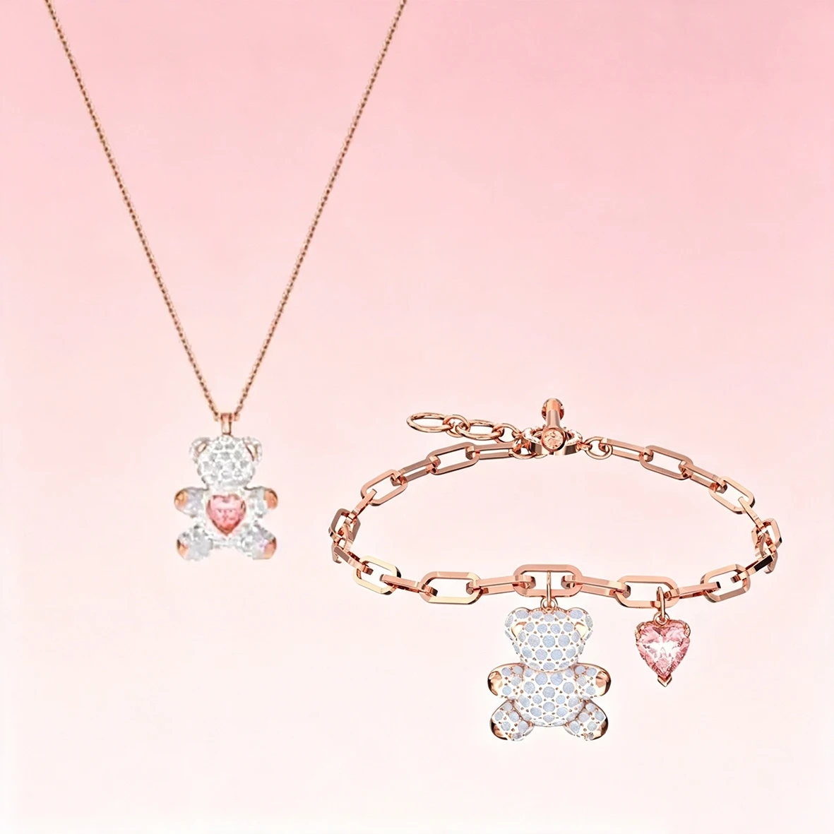 Accesorios de Oso Abrazador con Circonita Cúbica Brillante, Encantadora Colección de Joyería Delicada con Oso de Corazón y Cadena de Perlas para Citas Diarias Accesorios de Oso Abrazador con Circonita Cúbica Brillante, Encantadora Colección de Joyería Delicada con Oso de Corazón y Cadena de Perlas para Citas Diarias