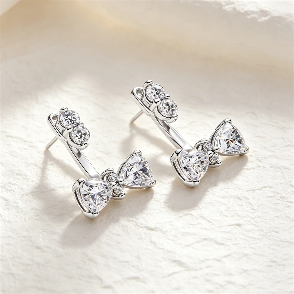 Nuevos Pendientes Colgantes de Plata 925 con Diseño de Lazo, Corazón, Cruz, Ojo Turco, Garra, Perla y Circonita Incrustada para Mujer, Joyería Diaria y de Fiesta, Regalos