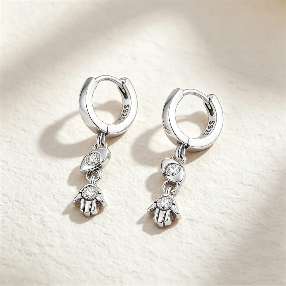 Nuevos Pendientes Colgantes de Plata 925 con Diseño de Lazo, Corazón, Cruz, Ojo Turco, Garra, Perla y Circonita Incrustada para Mujer, Joyería Diaria y de Fiesta, Regalos