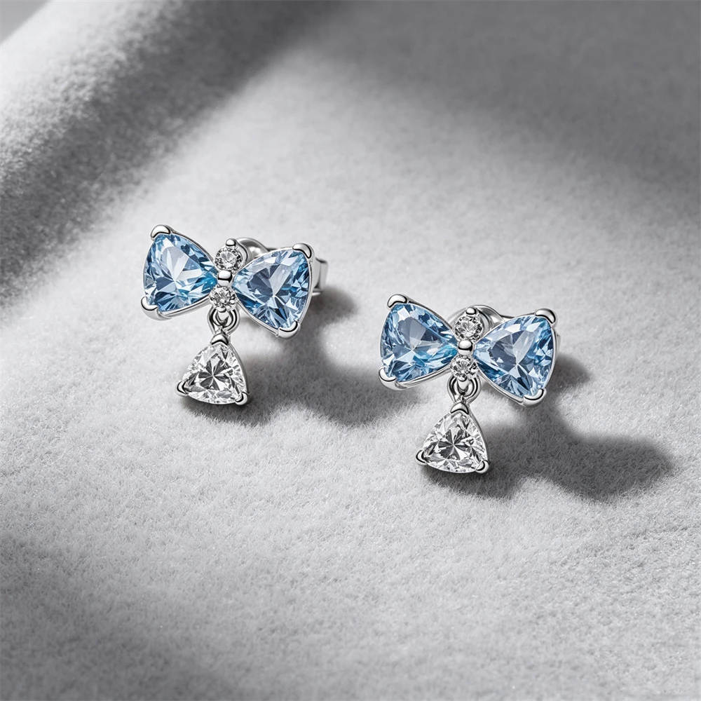 Nuevos Pendientes Colgantes de Plata 925 con Diseño de Lazo, Corazón, Cruz, Ojo Turco, Garra, Perla y Circonita Incrustada para Mujer, Joyería Diaria y de Fiesta, Regalos