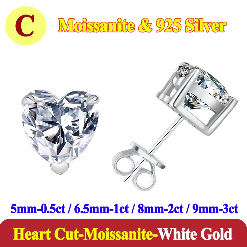 Pendientes de lujo de 0,5-3 quilates Marquesa corazón pera Moissanite pendientes de diamante para mujer pendientes de plata de ley 925 para mujer joyería nueva