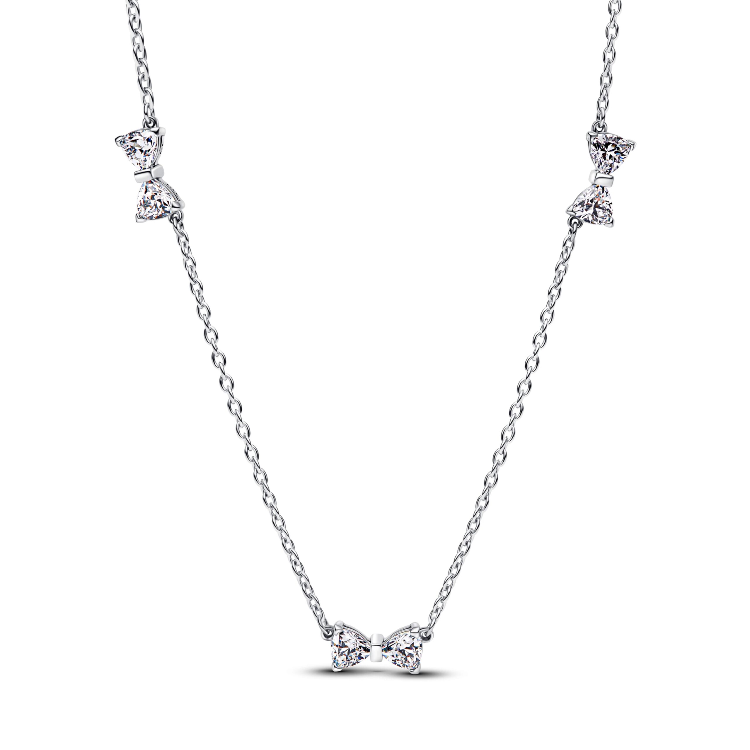Elegante regalo para el Día de San Valentín, collar de circonita con lazo en forma de corazón de plata pura 925% para mujer, joyería fina, accesorios para fiesta de boda