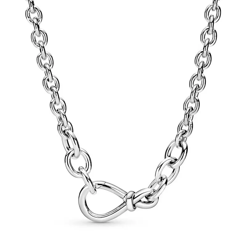 Elegante regalo para el Día de San Valentín, collar de circonita con lazo en forma de corazón de plata pura 925% para mujer, joyería fina, accesorios para fiesta de boda