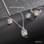 Conjunto de joyería de circonita cuadrada para mujer, sin níquel, 3 piezas, 2026, nuevo collar elegante para clavícula, colgante, pendientes y anillo, brillante, para uso diario, fiestas y regalos. - Imagen 5