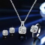 Conjunto de joyería de circonita cuadrada para mujer, sin níquel, 3 piezas, 2026, nuevo collar elegante para clavícula, colgante, pendientes y anillo, brillante, para uso diario, fiestas y regalos. - Imagen 3