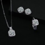 Conjunto de joyería de circonita cuadrada para mujer, sin níquel, 3 piezas, 2026, nuevo collar elegante para clavícula, colgante, pendientes y anillo, brillante, para uso diario, fiestas y regalos. - Imagen 6