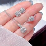 Conjunto de joyería de circonita cuadrada para mujer, sin níquel, 3 piezas, 2026, nuevo collar elegante para clavícula, colgante, pendientes y anillo, brillante, para uso diario, fiestas y regalos. - Imagen 2
