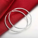DOTEFFIL-pendientes de aro grandes para mujer, de Plata de Ley 925, círculo redondo mate, 50mm, joyería de moda europea, regalo, gran oferta - Imagen 2