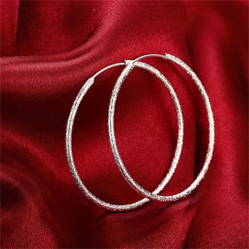 DOTEFFIL-pendientes de aro grandes para mujer, de Plata de Ley 925, círculo redondo mate, 50mm, joyería de moda europea, regalo, gran oferta