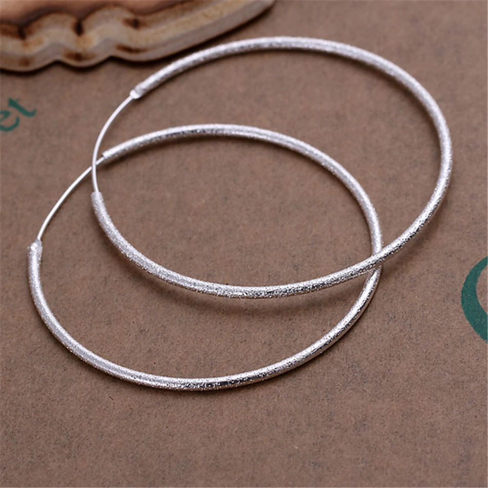 DOTEFFIL-pendientes de aro grandes para mujer, de Plata de Ley 925, círculo redondo mate, 50mm, joyería de moda europea, regalo, gran oferta