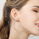 DOTEFFIL-pendientes de aro grandes para mujer, de Plata de Ley 925, círculo redondo mate, 50mm, joyería de moda europea, regalo, gran oferta - Imagen 4