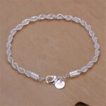 Alta calidad 925 Plata 4MM mujeres hombres cadena masculina cuerda trenzada collar pulseras moda conjunto de joyería de plata - Imagen 5
