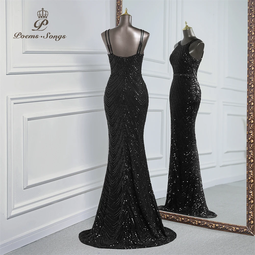 Vestido de noche de sirena de lentejuelas de lujo con tren de gasa desmontable, vestidos de fiesta de noche para mujer, fiesta de boda