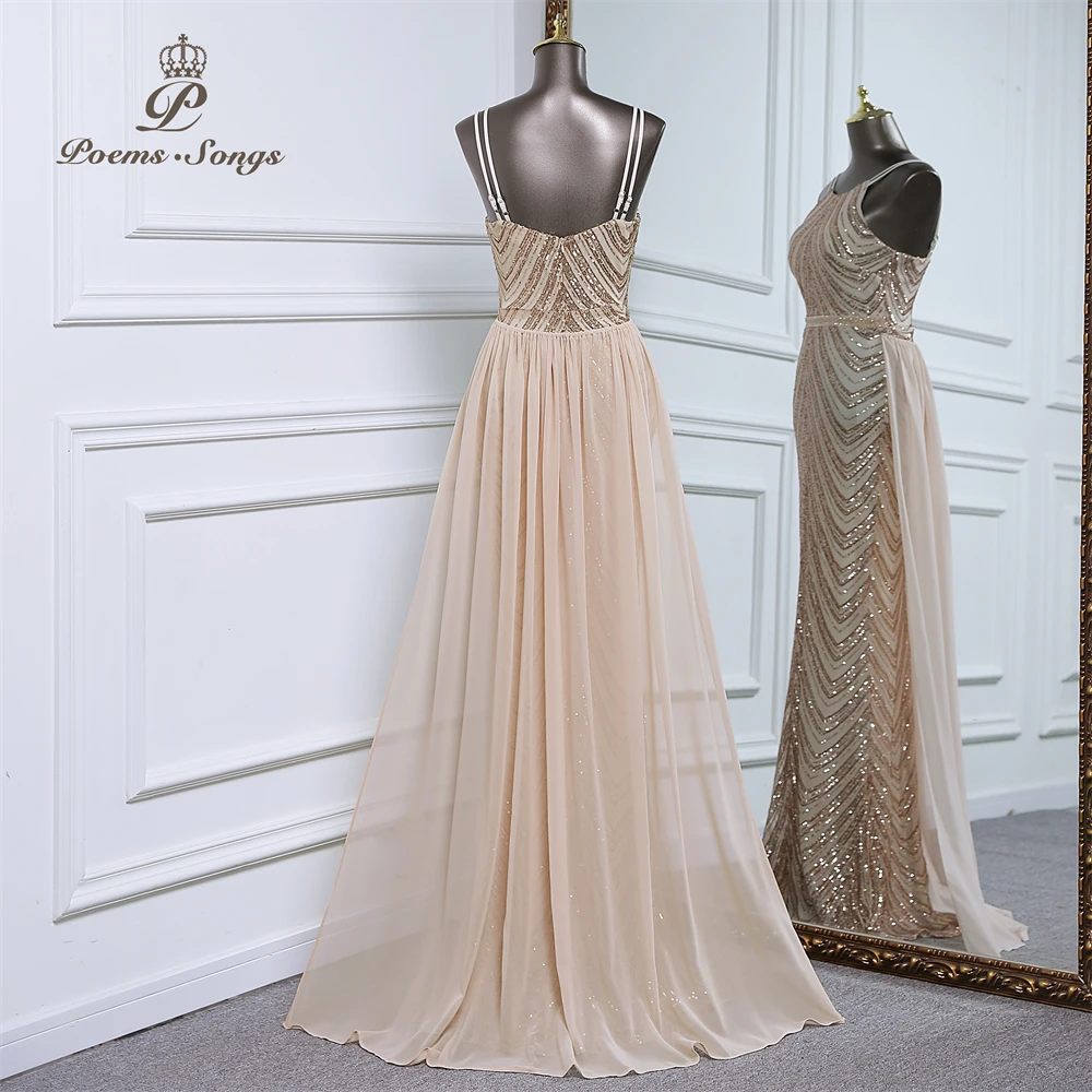 Vestido de noche de sirena de lentejuelas de lujo con tren de gasa desmontable, vestidos de fiesta de noche para mujer, fiesta de boda