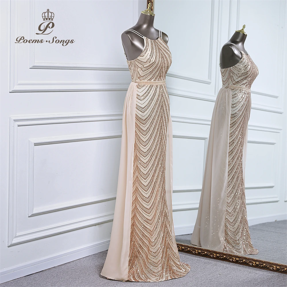 Vestido de noche de sirena de lentejuelas de lujo con tren de gasa desmontable, vestidos de fiesta de noche para mujer, fiesta de boda