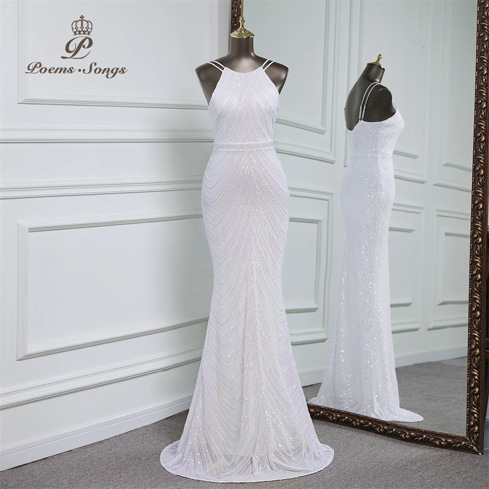 Vestido de noche de sirena de lentejuelas de lujo con tren de gasa desmontable, vestidos de fiesta de noche para mujer, fiesta de boda