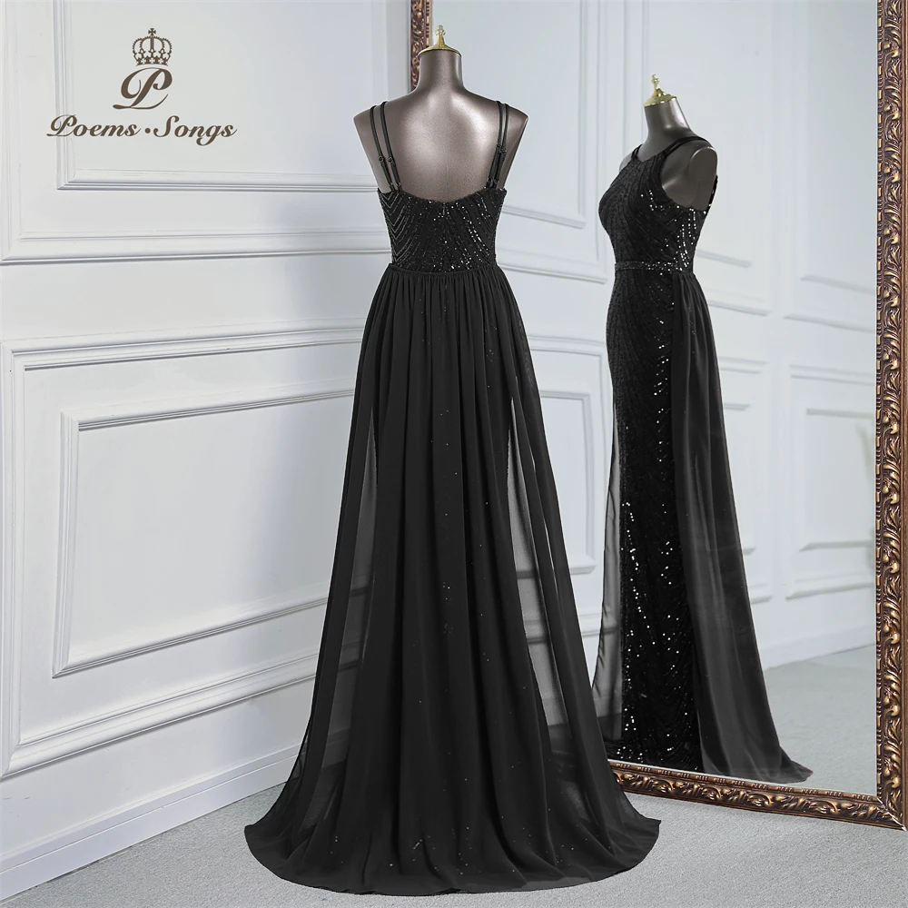 Vestido de noche de sirena de lentejuelas de lujo con tren de gasa desmontable, vestidos de fiesta de noche para mujer, fiesta de boda