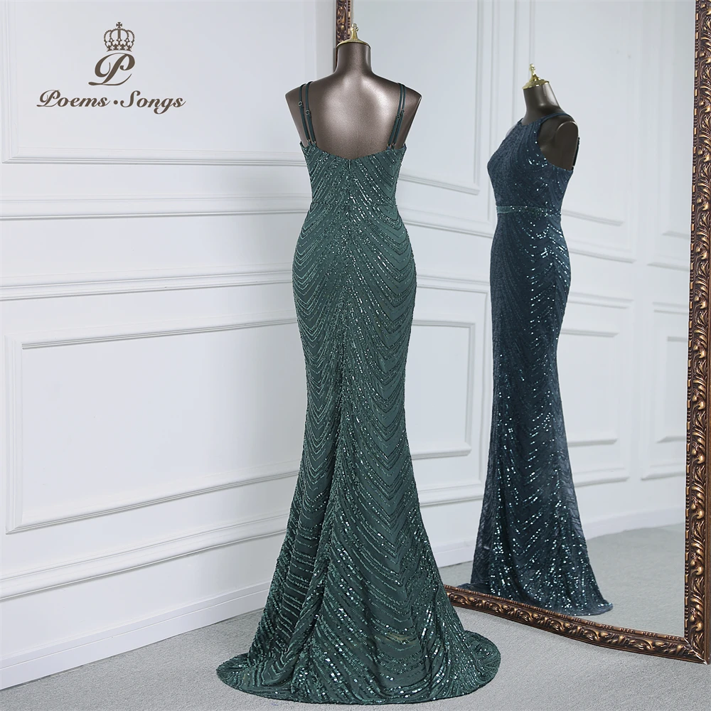 Vestido de noche de sirena de lentejuelas de lujo con tren de gasa desmontable, vestidos de fiesta de noche para mujer, fiesta de boda