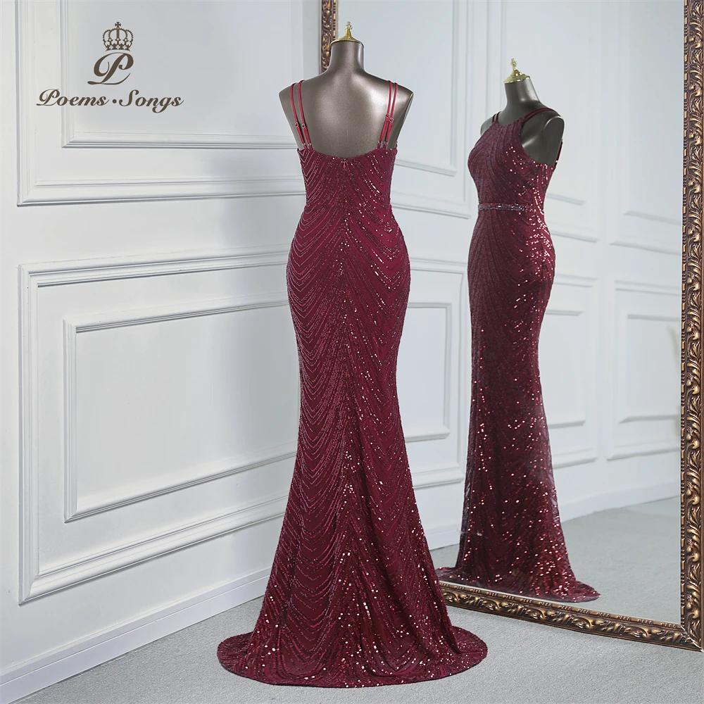 Vestido de noche de sirena de lentejuelas de lujo con tren de gasa desmontable, vestidos de fiesta de noche para mujer, fiesta de boda