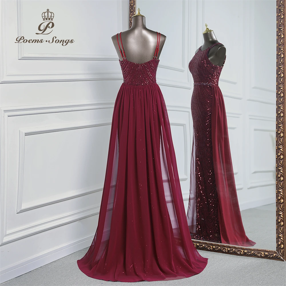 Vestido de noche de sirena de lentejuelas de lujo con tren de gasa desmontable, vestidos de fiesta de noche para mujer, fiesta de boda