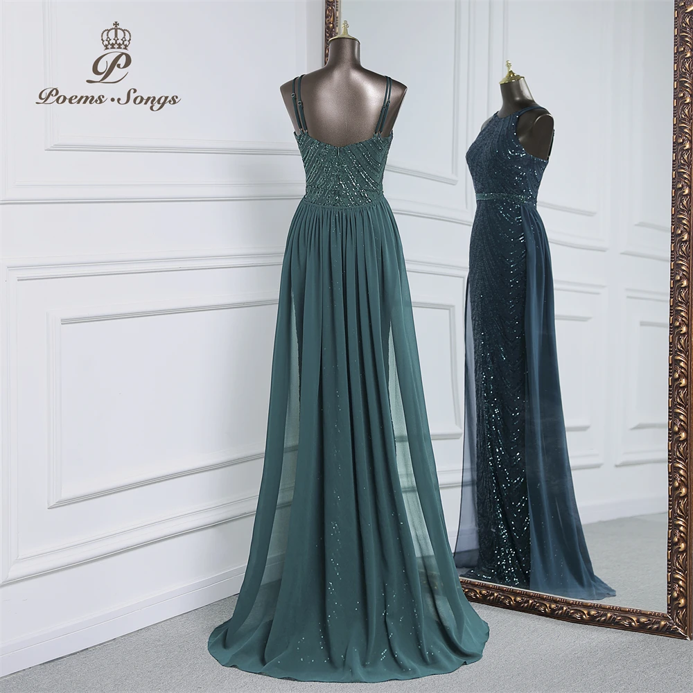 Vestido de noche de sirena de lentejuelas de lujo con tren de gasa desmontable, vestidos de fiesta de noche para mujer, fiesta de boda