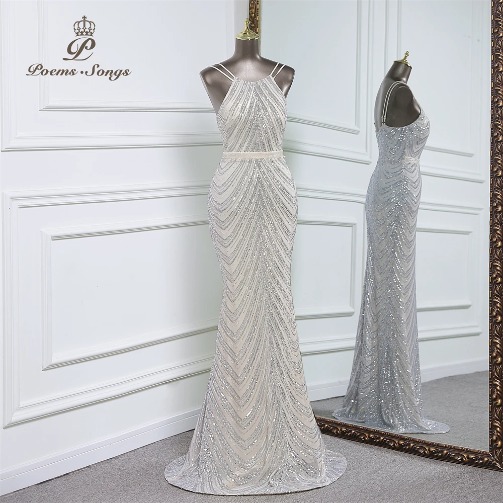 Vestido de noche de sirena de lentejuelas de lujo con tren de gasa desmontable, vestidos de fiesta de noche para mujer, fiesta de boda