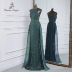 Vestido de noche de sirena de lentejuelas de lujo con tren de gasa desmontable, vestidos de fiesta de noche para mujer, fiesta de boda - Imagen 4