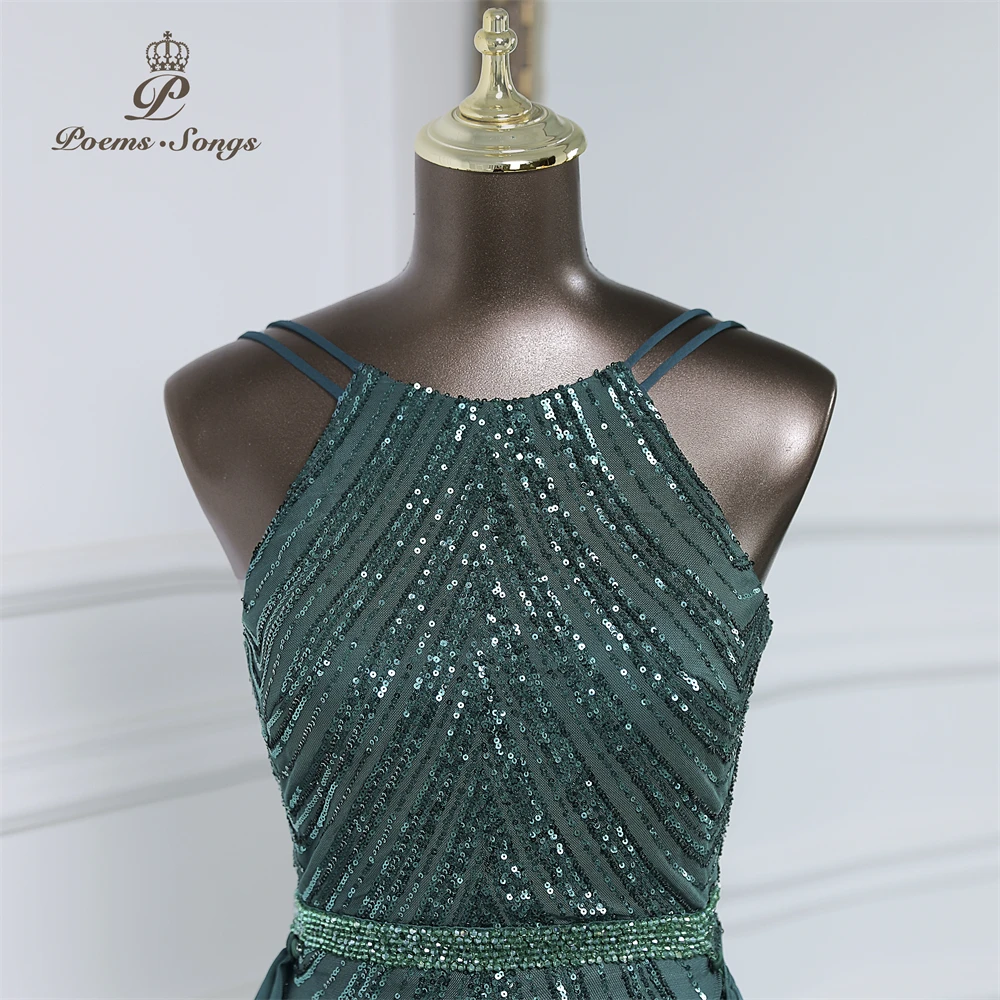 Vestido de noche de sirena de lentejuelas de lujo con tren de gasa desmontable, vestidos de fiesta de noche para mujer, fiesta de boda