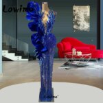 Vestido De noche largo con cuentas para vestidos De noche azules reales árabe, traje Formal De fiesta con cuello en V, 2022