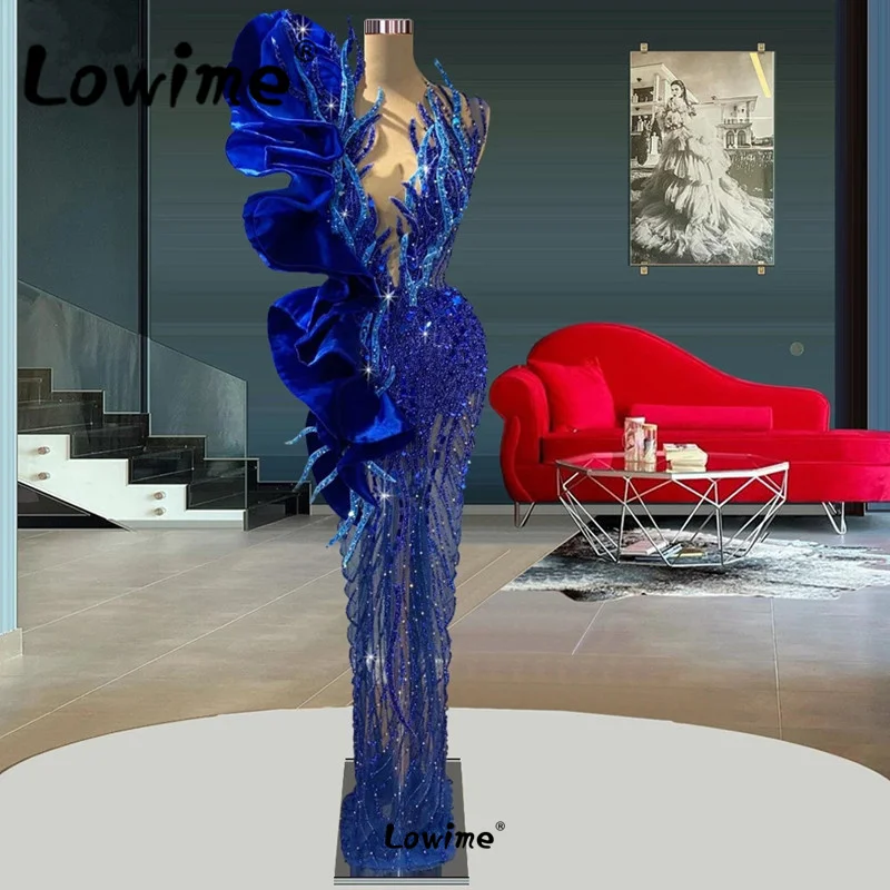 Vestido De noche largo con cuentas para vestidos De noche azules reales árabe, traje Formal De fiesta con cuello en V, 2022