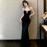 Vestido de Noche Sexy con Cuello Alto y Decoración de Diamantes, Ajustado, sin Espalda, sin Tirantes, para Mujer, Elegante Fa... - Imagen 4