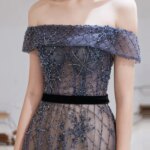 Vestidos de Noche azules oscuros personalizados de Dubái, vestido Formal Sexy con hombros descubiertos, recién llegados, vestido Formal con cuentas de lujo para mujer - Imagen 5