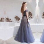 Vestidos de Noche azules oscuros personalizados de Dubái, vestido Formal Sexy con hombros descubiertos, recién llegados, vestido Formal con cuentas de lujo para mujer - Imagen 2