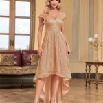 Elegante Vestido de Noche Largo Dorado para Mujer, Sin Mangas, con Lentejuelas, Escote en V, para Bodas, Fiestas y Cócteles
