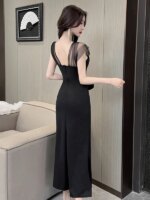 Vestido Bodycon Sexy con Abertura Lateral y Cintura Alta para Mujer, Estilo Club, Vestido de Noche, Evento Formal, Elegante, ... - Imagen 2