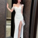 Vestido Bodycon Sexy con Abertura Lateral y Cintura Alta para Mujer, Estilo Club, Vestido de Noche, Evento Formal, Elegante, ...