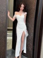 Vestido Bodycon Sexy con Abertura Lateral y Cintura Alta para Mujer, Estilo Club, Vestido de Noche, Evento Formal, Elegante, ...