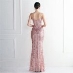 DEERVEADO, 10 colores, sirena, cuello en V, lentejuelas, vestidos de fiesta de noche para mujer, vestido de fiesta de boda con tirantes sexis, vestido para ocasiones especiales - Imagen 2
