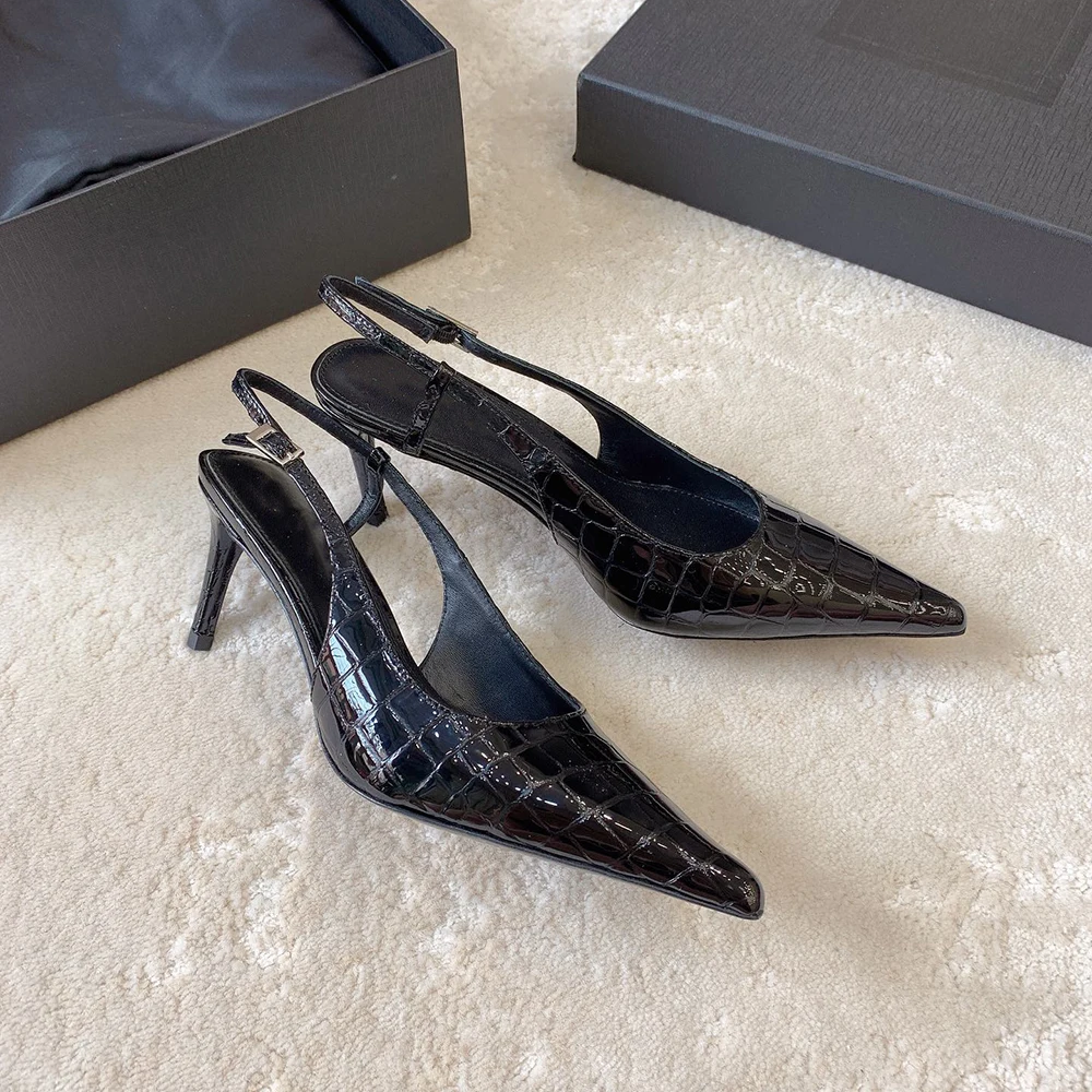 Zapatos de tacón alto de lujo para mujer, ideales para fiestas, de una marca famosa, sandalias modernas de verano, diseño exclusivo, sandalias sexys con punta afilada y tacón fino.