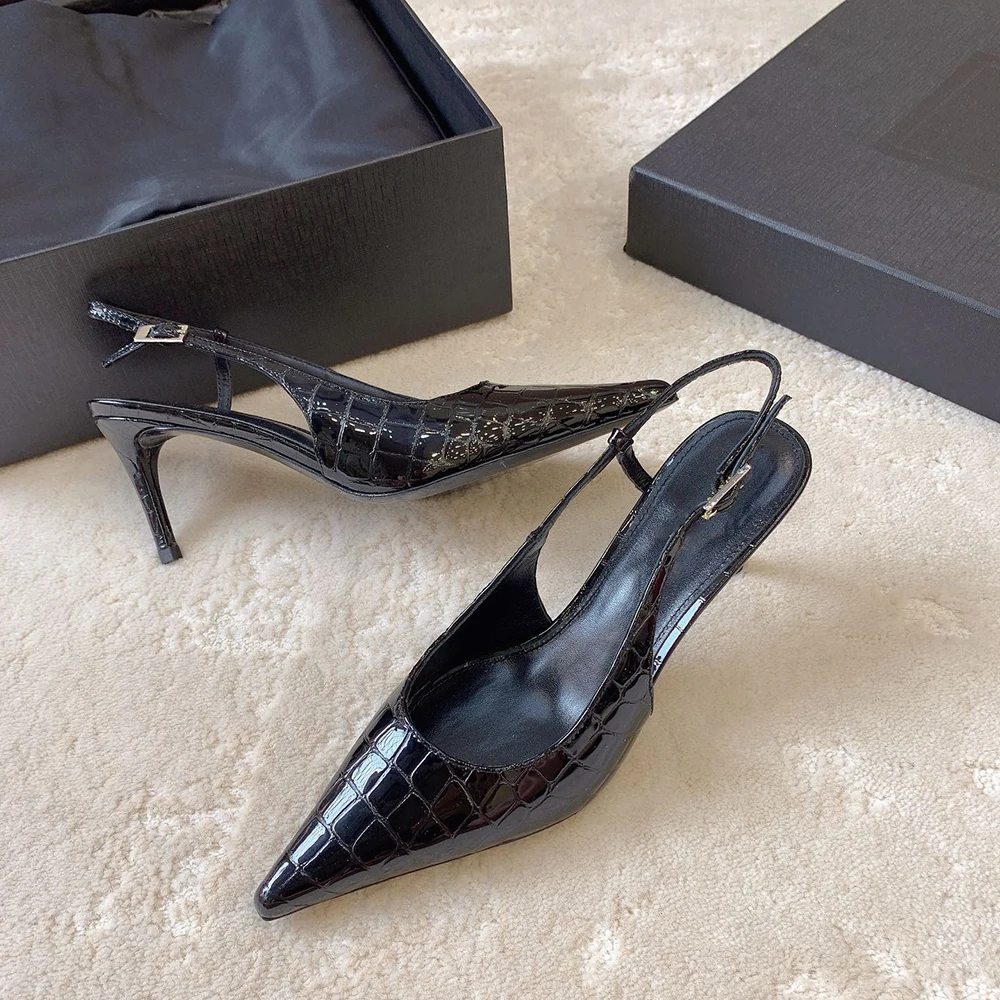 Zapatos de tacón alto de lujo para mujer, ideales para fiestas, de una marca famosa, sandalias modernas de verano, diseño exclusivo, sandalias sexys con punta afilada y tacón fino.