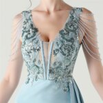 DEERVEADO, vestido de noche elegante de sirena con escote en V profundo y cuentas, 7 colores, vestido Formal para ocasiones especiales, vestidos de fiesta - Imagen 4