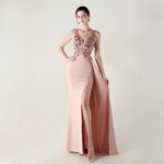 DEERVEADO, vestido de noche elegante de sirena con escote en V profundo y cuentas, 7 colores, vestido Formal para ocasiones especiales, vestidos de fiesta - Imagen 6